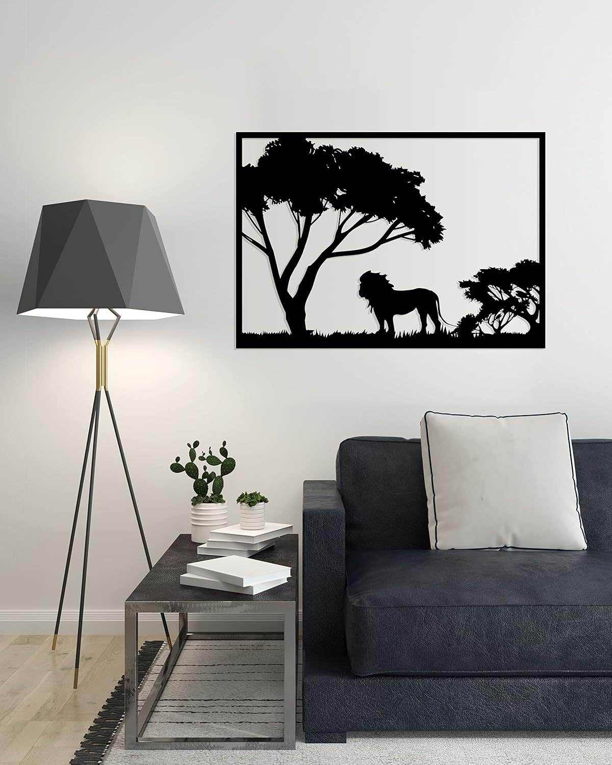 Home Gallery Lion Wooden Wall Art - 60x80 cm - Decorative Animal Theme