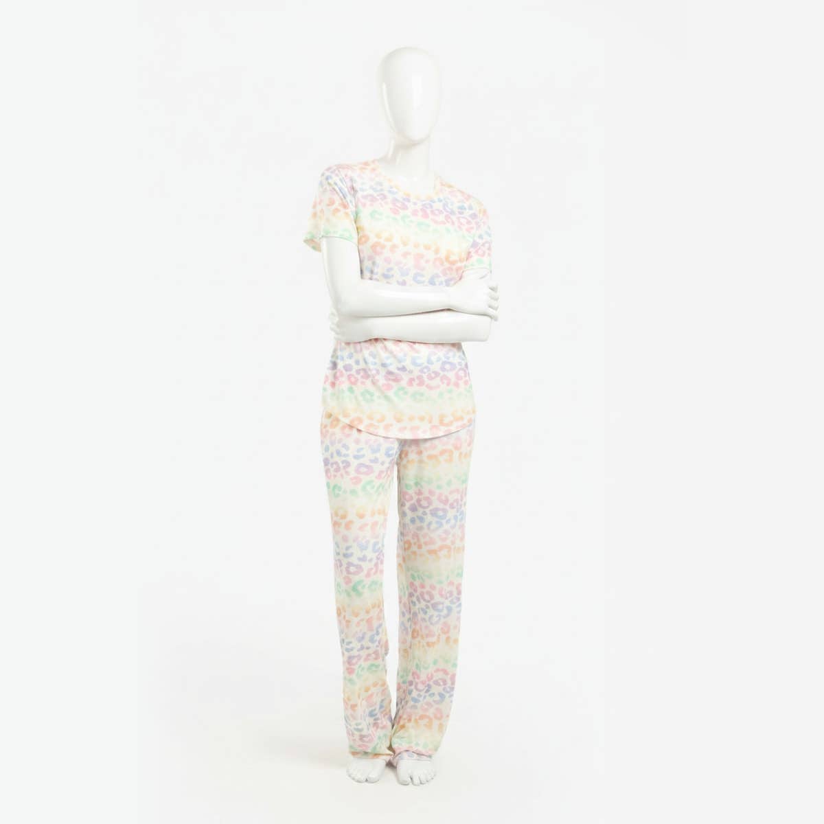 "Carinawear Colored Leopard Print Poplin Pyjama Set for Women - Regular Fit Sleepwear"
