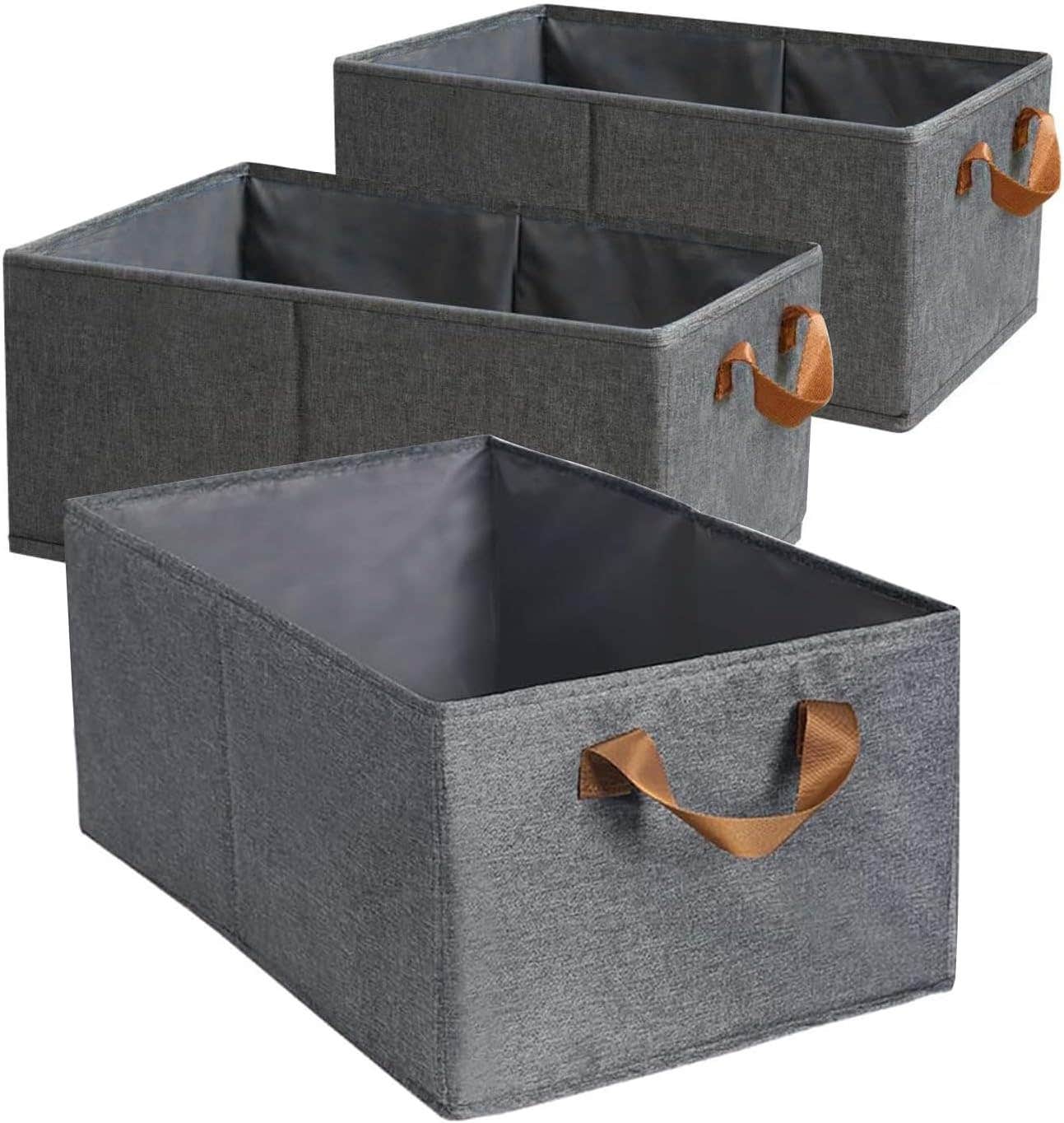 Pack of 3 Large Capacity Storage Bins Closet Organizer System Sturdy Foldable Storage Boxes for Organizing Clothing,Sheets,Toys,Shelves Basket Storage Bin With Handles  Size 50*30*30