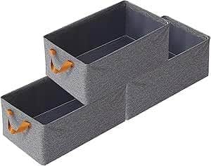 3 Pack Large Fabric Storage Baskets for Shelves, Collapsible Sturdy Storage Bins for Organizing Clothes, Sheets, Toys, Bookshelves, Fabric Basket, Linen Closet Organizers Size 50*30*30