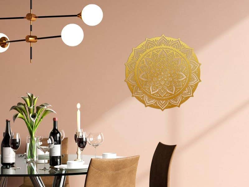 Bohemian Gold Medallion Wood Wall Art - 80x80 cm
