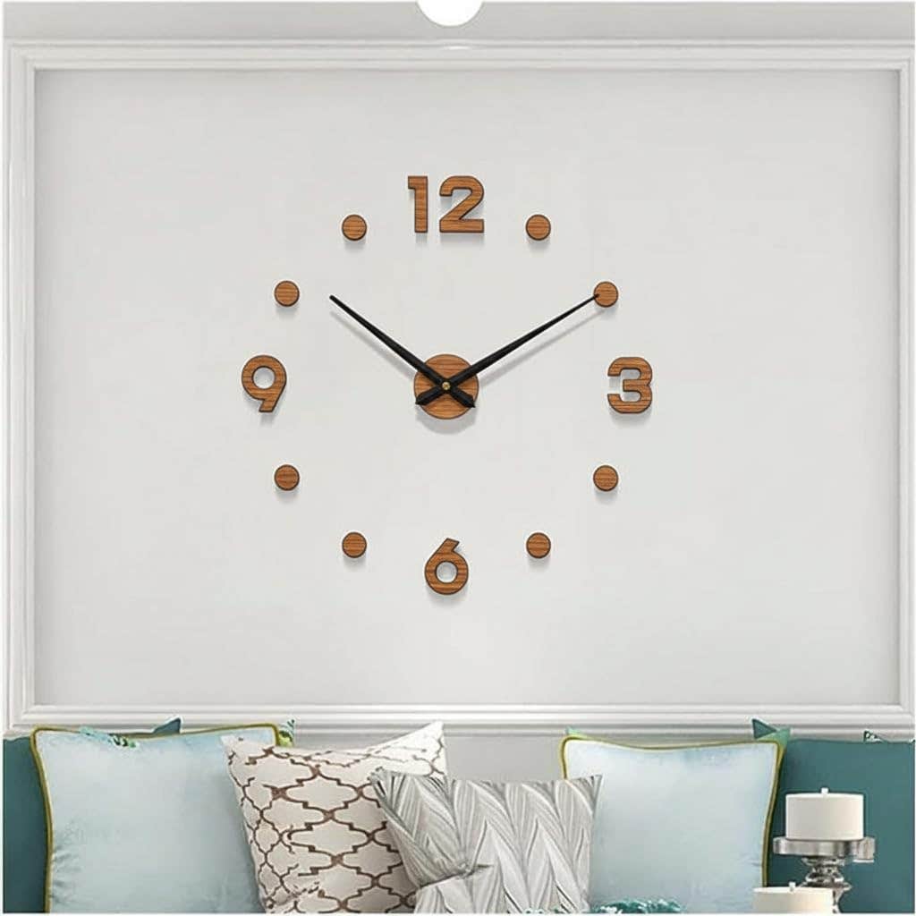 Modern Brown Wood 3D Wall Clock - 80cm Diameter