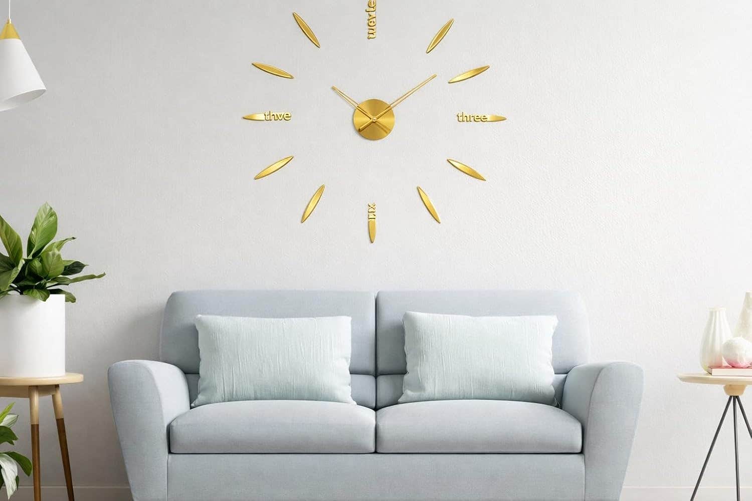 Home Gallery 3D Wood Wall Clock - Creative Gold Finish - 80 cm