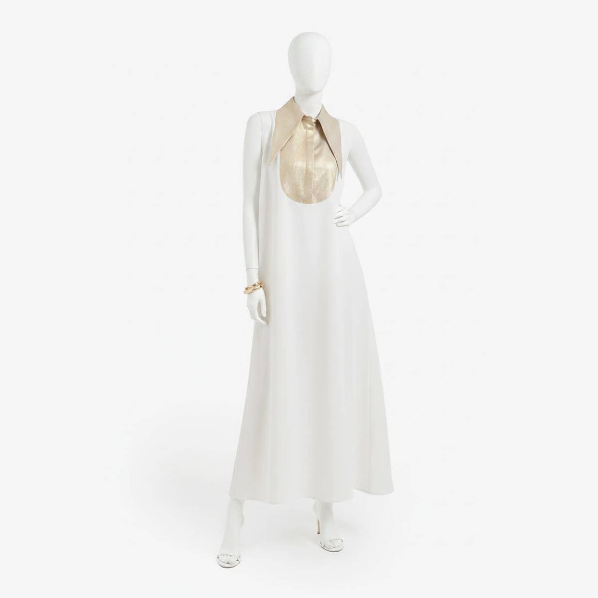 Contrast-Collar Maxi Dress