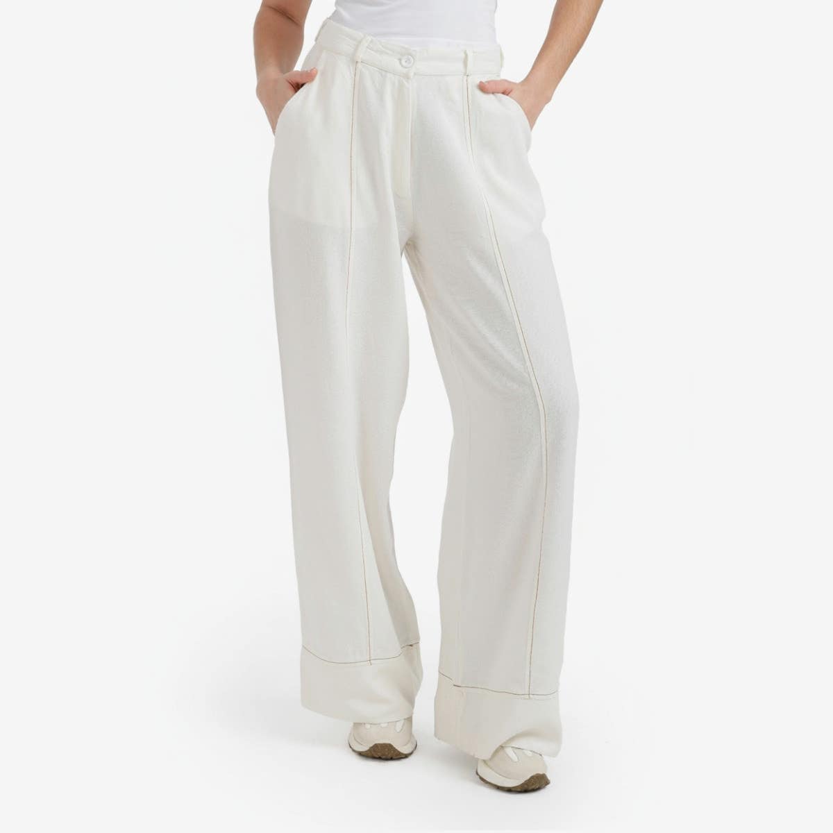 Contrast-Stitch Pants