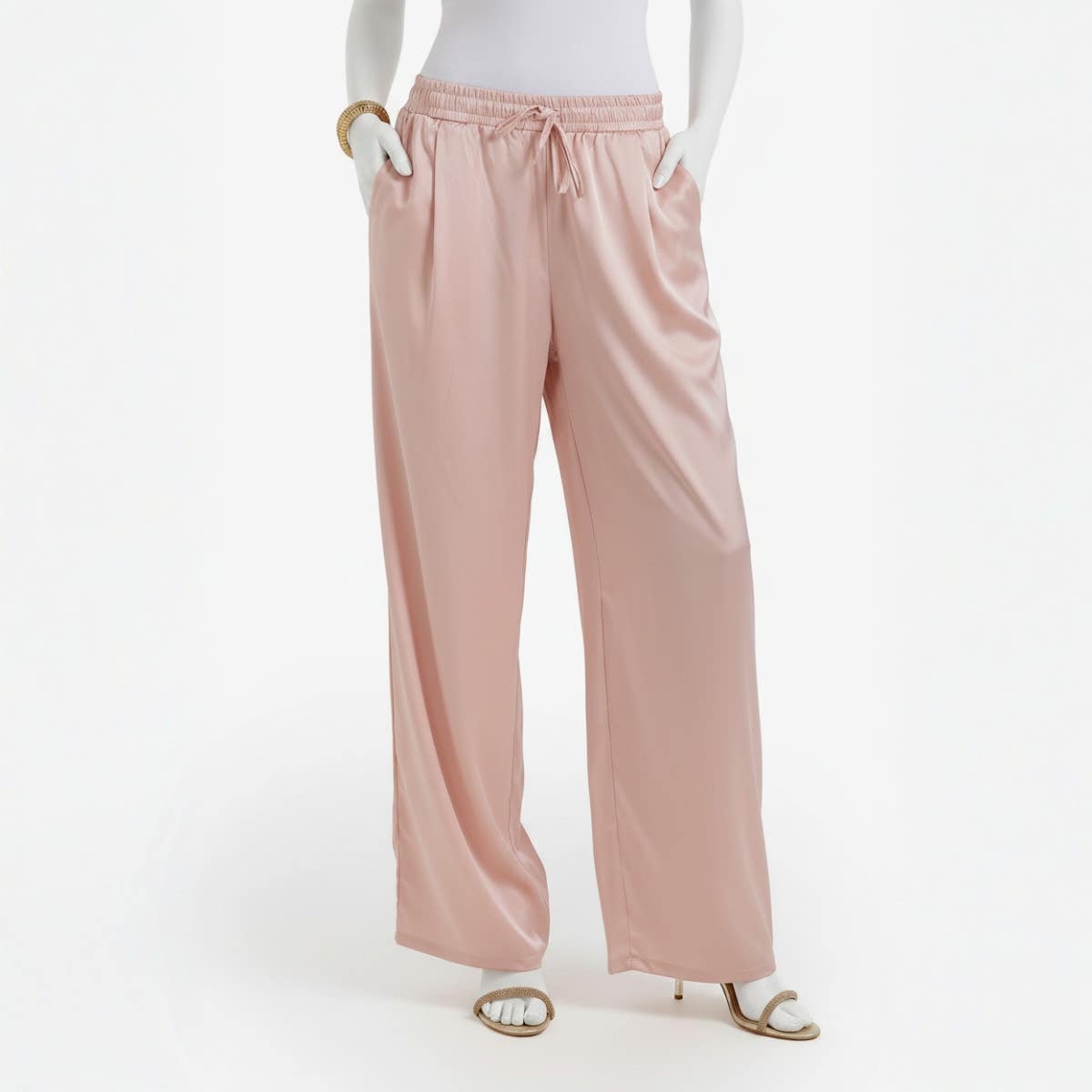 Wide-Leg Satin Pants