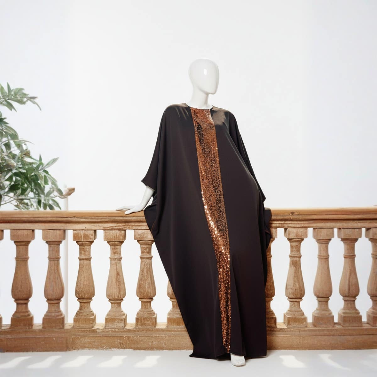 Shimmering Neckline Abaya