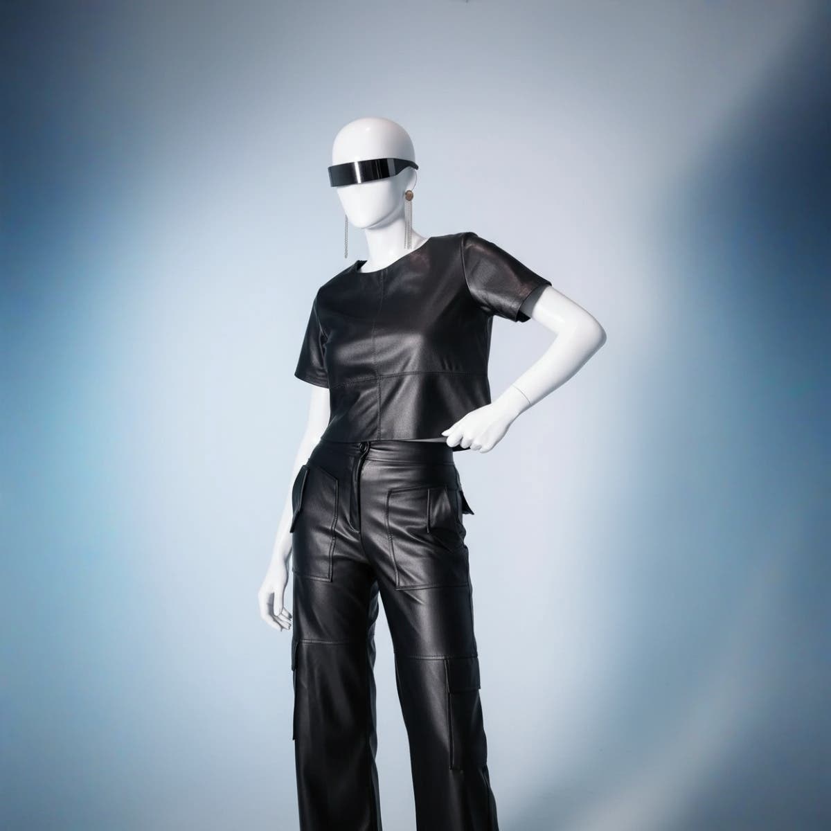 Faux Leather Cargo Pants