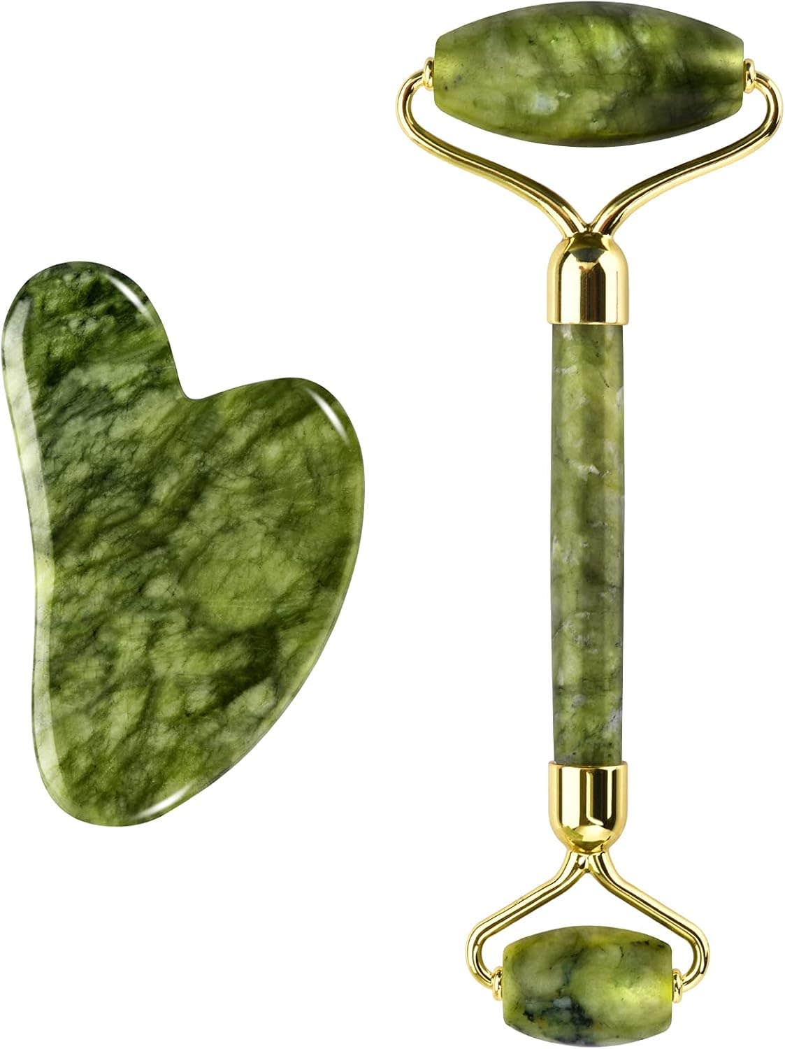 PILLOBOX Jade Roller & Gua Sha Facial Tools Women's Beauty Roller Skin Care Tools Real natural jade, Used for Face, Eyes, Neck, Body Muscle Relaxing with Gift Box(Multi-color)