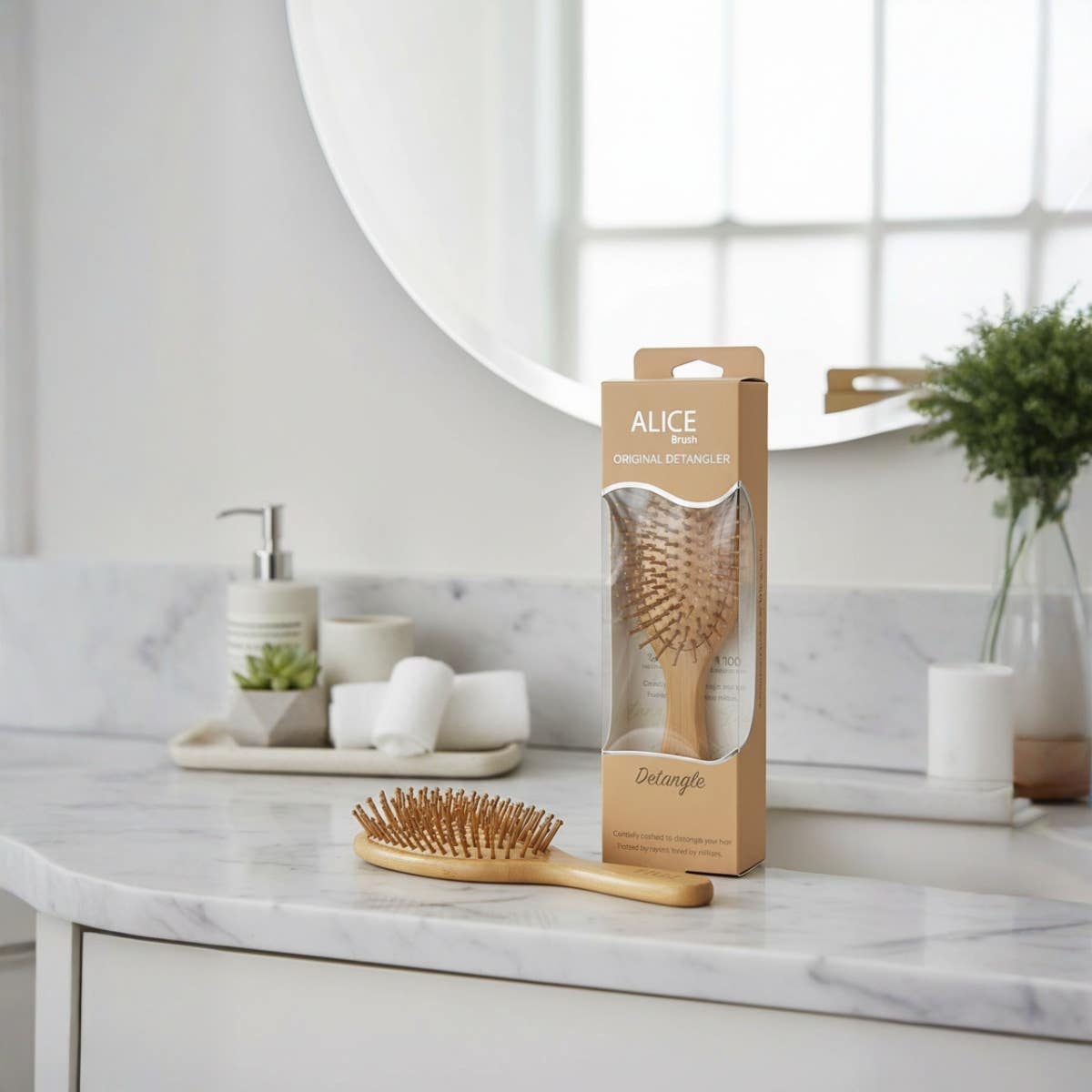 Alice - Hair Brush, Original Detangler, Wood Brush, For Man & Women, Crafted To Detangle Your Hair 2 Piece
