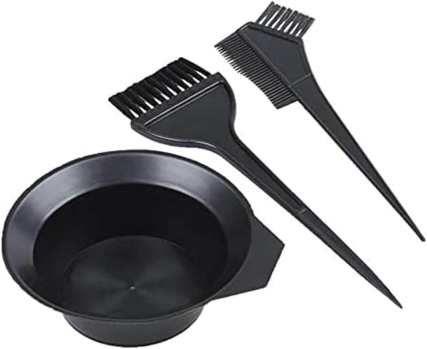 SOLDOUT™ 3 PCS Hair Dye Colouring Brush Comb Black Plastic Mixing Bowl Barber Salon Tint Hairdressing Brush Kit (Black, Pack of 3)