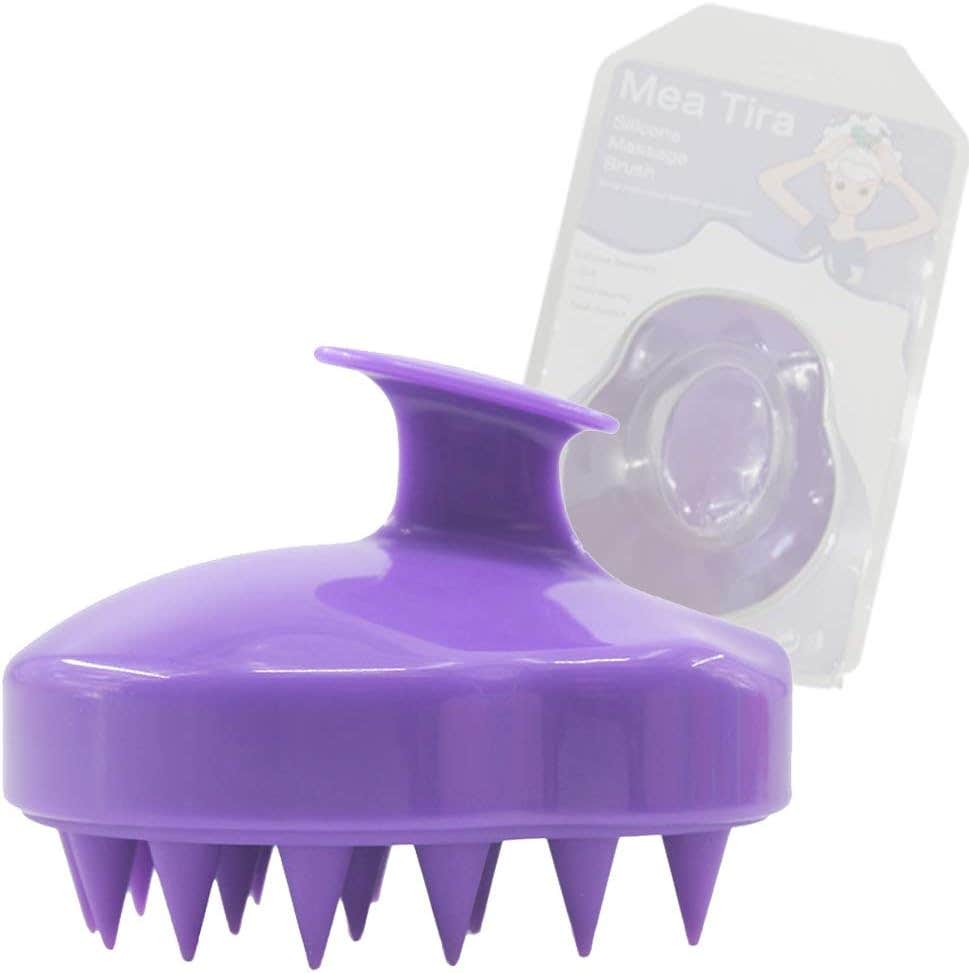 Hair Scalp Massager Shampoo Brush with Soft Silicone Exfoliate And Remove Dandruff (Purple)
