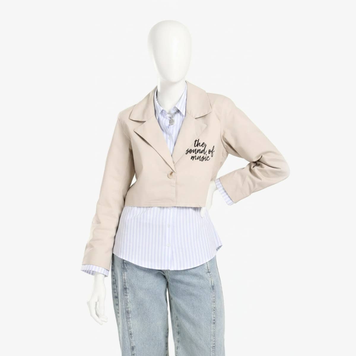 Jacket with Exposed Striped Cuffs