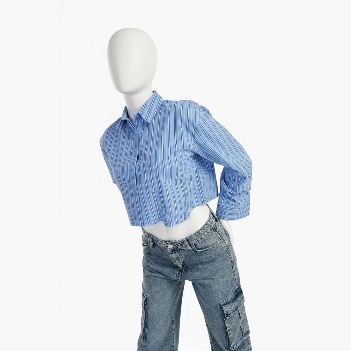 Cropped Hidden Placket Shirt