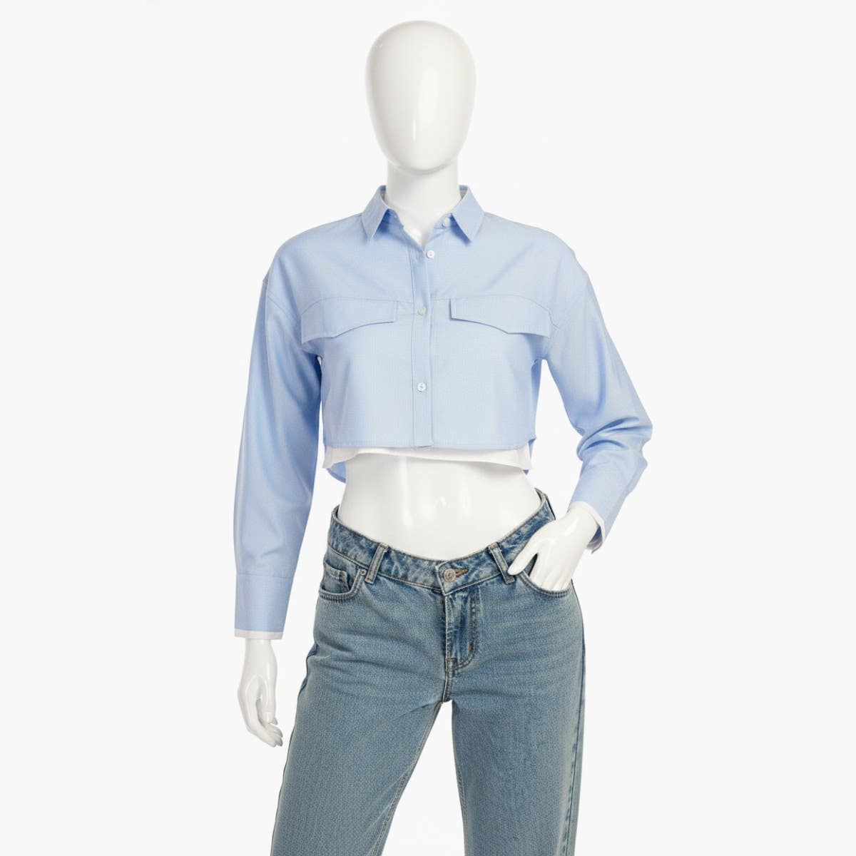 Light Blue Cropped Shirt