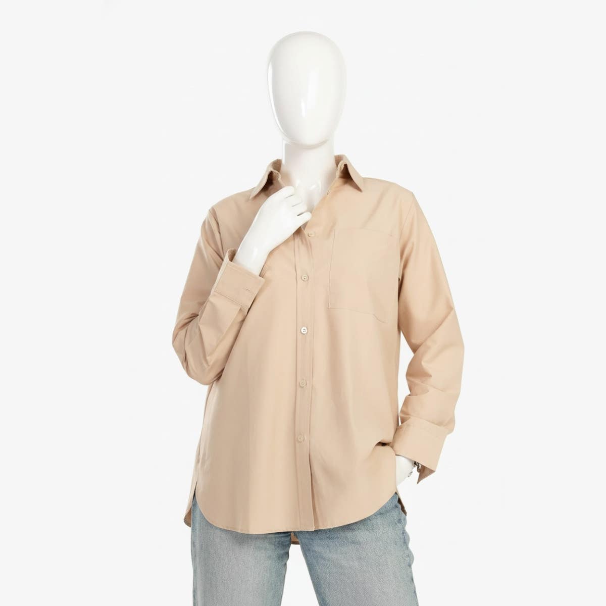 Cotton Blend Button-Down Shirt