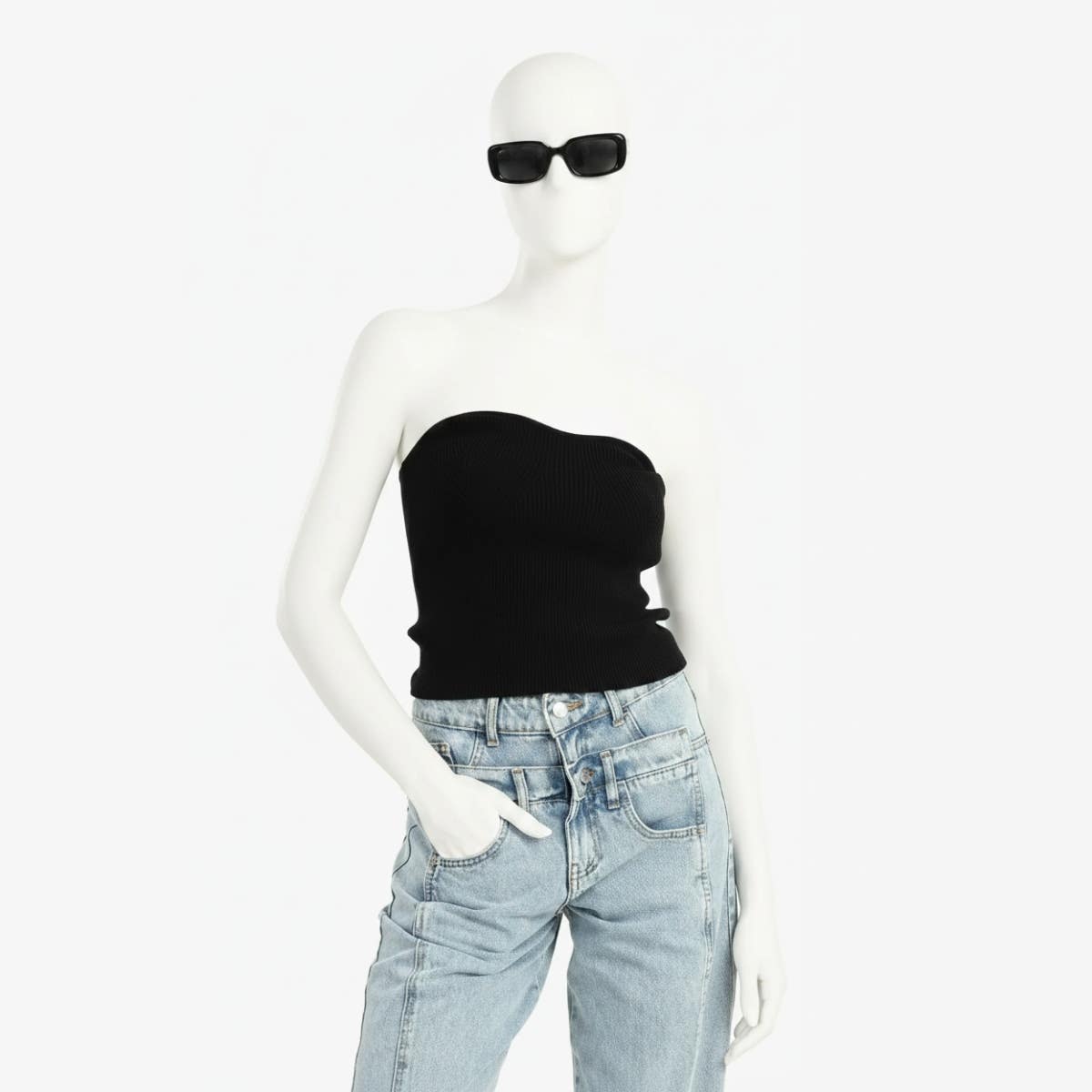 Strapless Ribbed Top