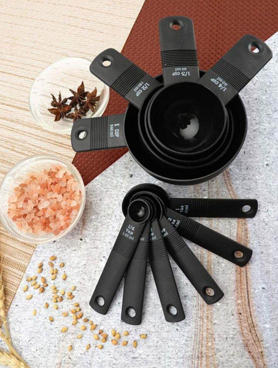 Measuring Cups Set - 10 in 1 Plastic Spoon and Cups for Accurate Ingredient Measurements in Baking and Cooking