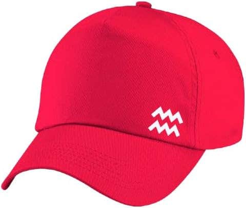 Misriate Classic Red Baseball Cap with Aquarius Zodiac White Logo