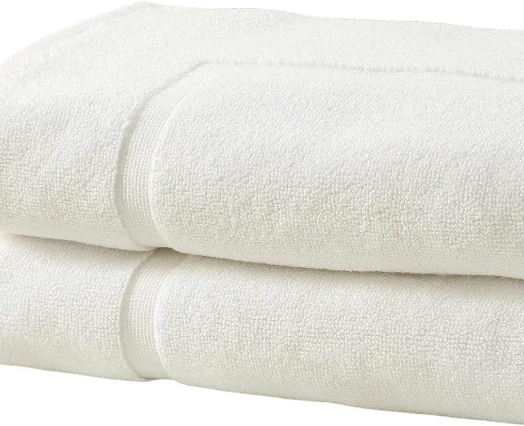 TM HOME Hotel-Grade Cotton Bath Mat, 50x80 cm, White - Non-slip & Quick-Drying