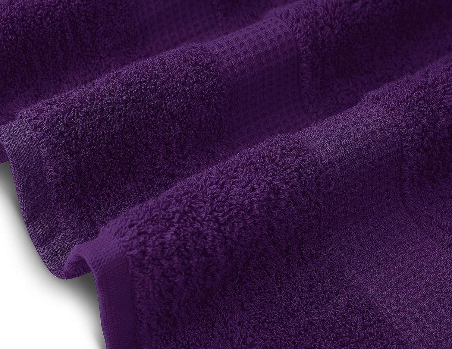 TM Home Chevron Thick Cotton Bath Towel - Dark Purple, High Absorbency