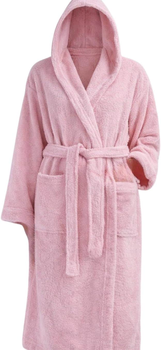 TM HOME Luxury Hotel Bathrobe - 100% Cotton, Plush Texture, Pink
