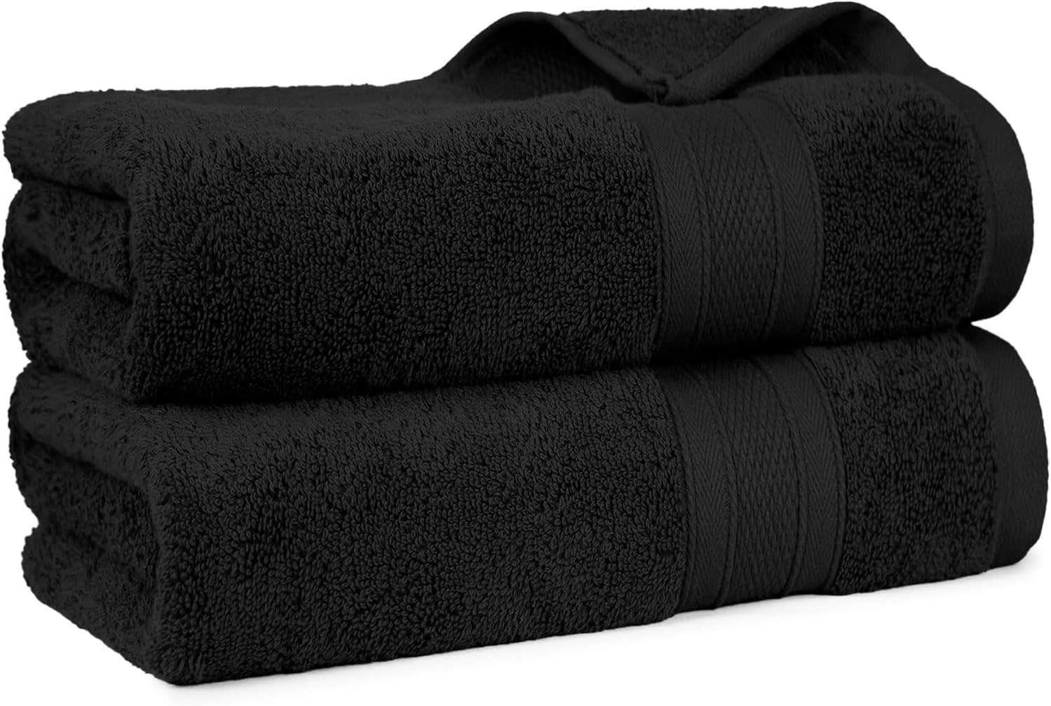 TM HOME Chevron Thick Cotton Bath Towel - Black, 60x120 cm
