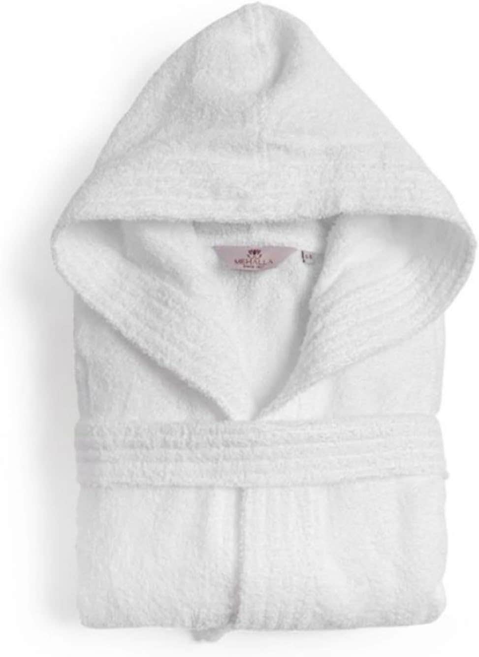 TM HOME Luxury Hotel Bathrobe - 100% Cotton, Plush Texture, White - Unisex