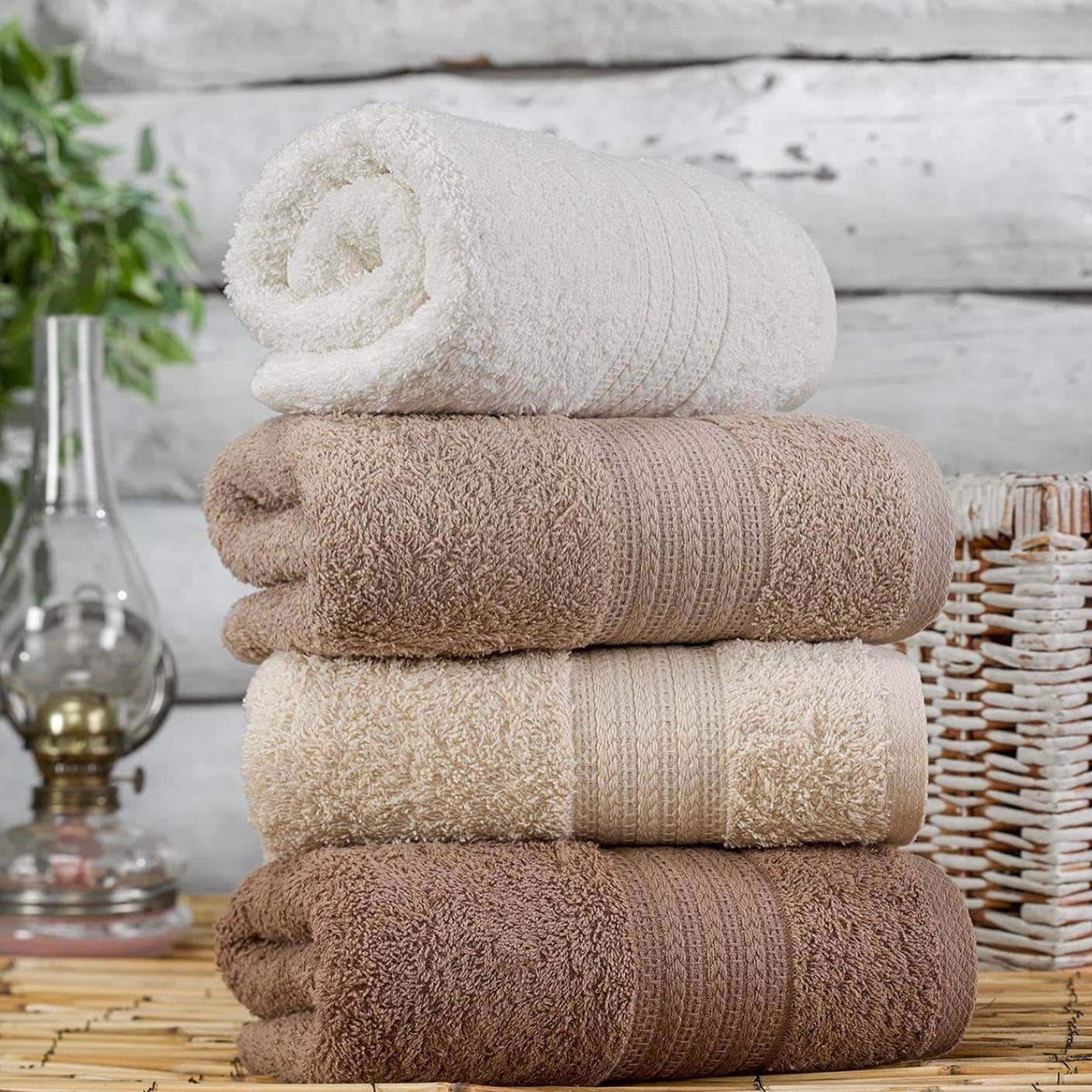 TM HOME Luxury Hotel Towel Set - 100% Egyptian Cotton, 4-Piece, White
