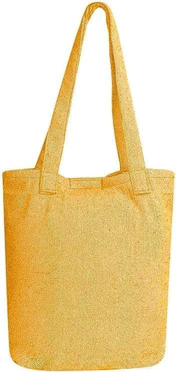 Large Yellow Canvas Shopping Tote Bag - Eco-Friendly, Dual Shoulder Straps, Secure Closure - 40x35cm
