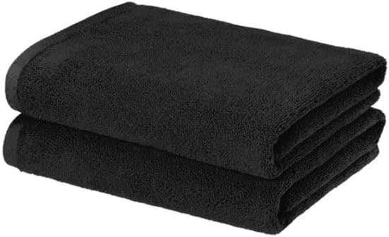 Premium Black Cotton Bath Towels Set of 2 - Soft & Absorbent - 125x50cm