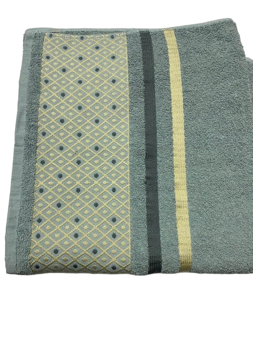 Modern Geometric Pattern Cotton Bath Towel - Grey/Green/Yellow - 70x140cm