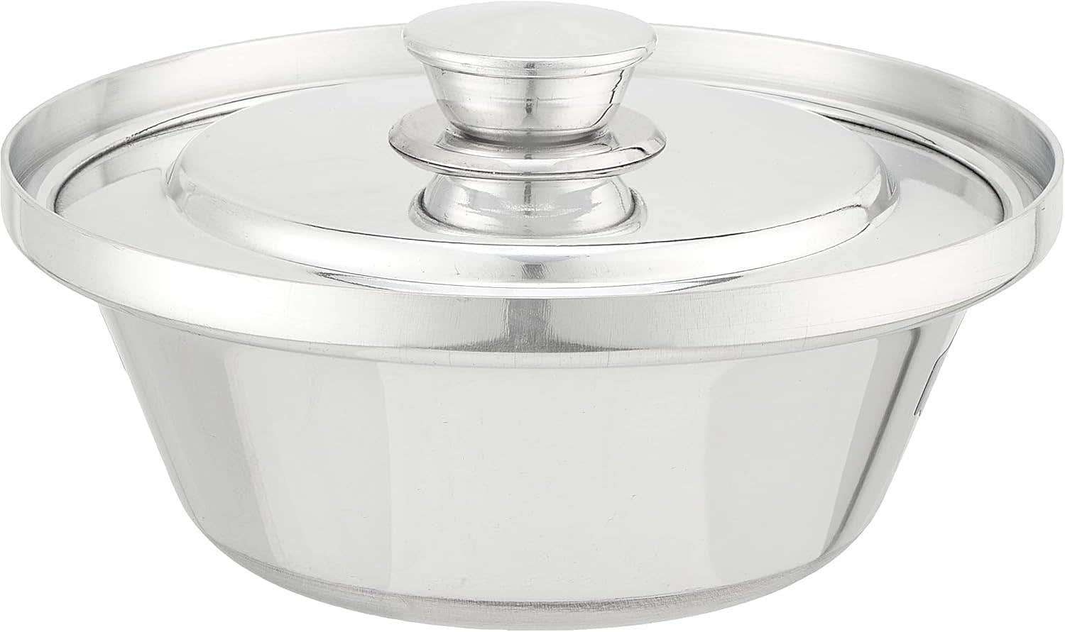 Aluminum Shawarma Pot with Lid, 20L Capacity, Metallic Silver