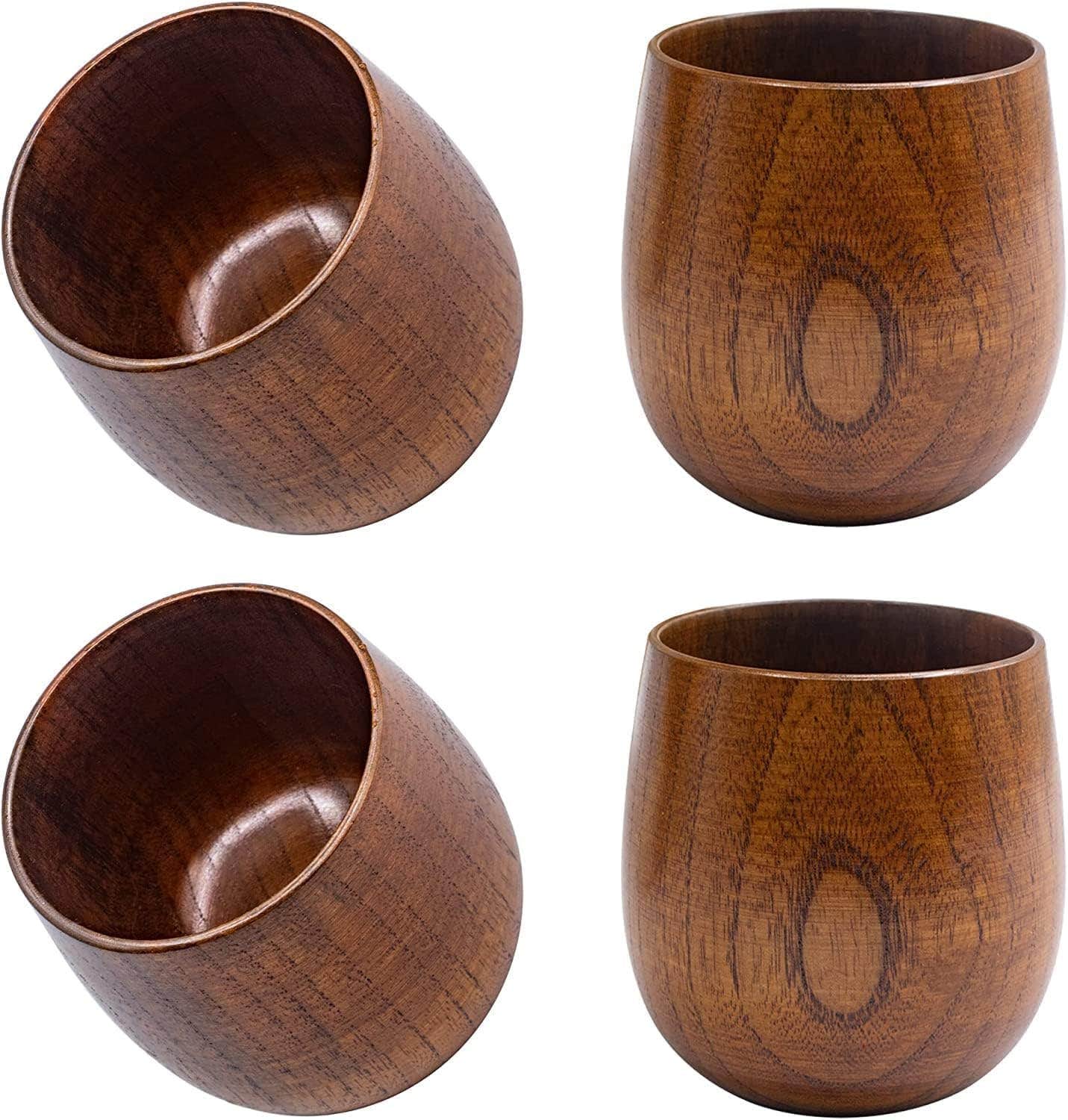Egypt Antiques Set of 4 Japanese-Style Wooden Teacups