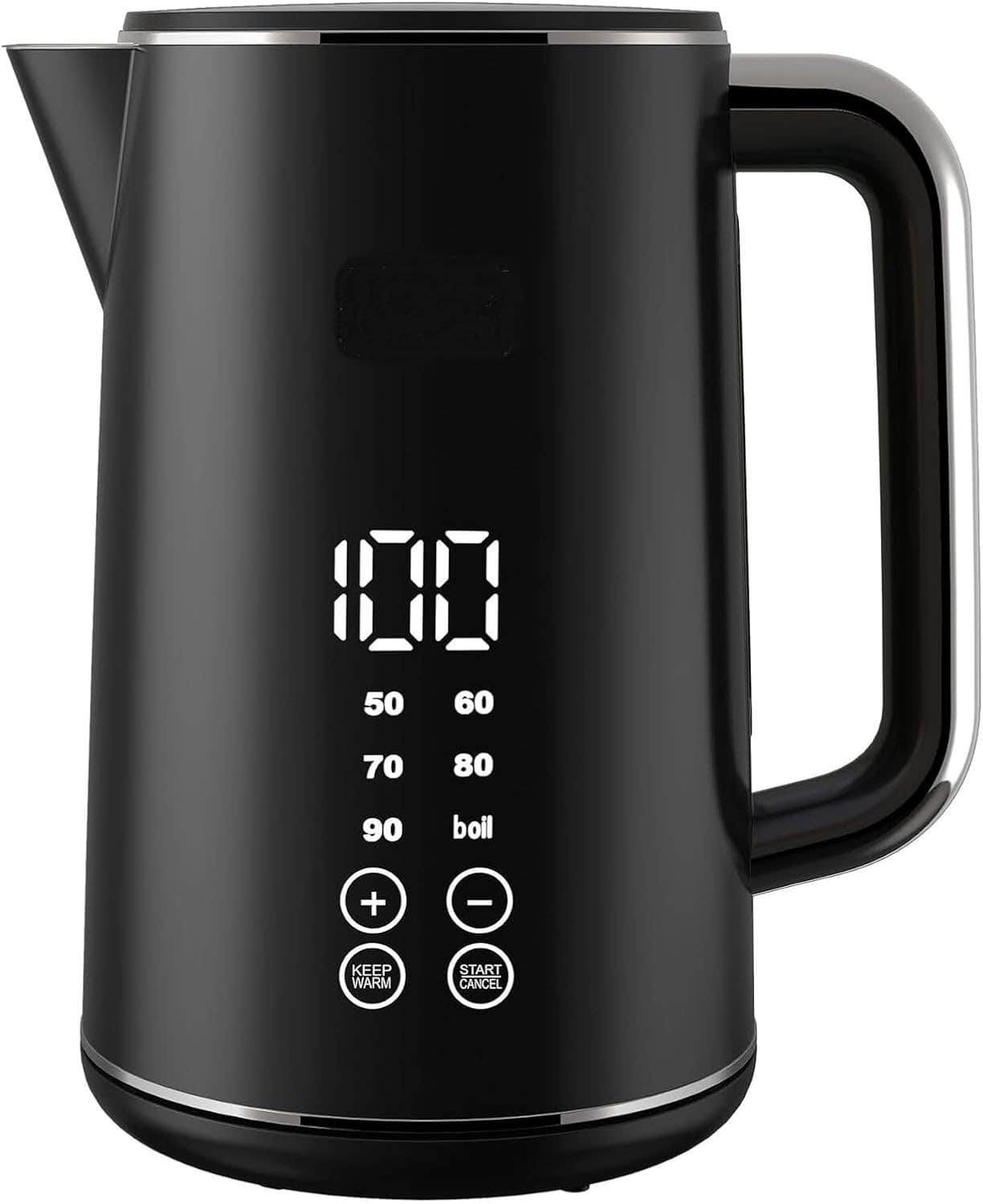 Black & Decker Kettle 1.7 Liter, 2200 Watt, Touch Screen Digital Display, Double-Wall Construction, 6 preset Temperature Settings, 30 Min Keep Warm, Auto shut Off, stainless steel inner body - JCD200