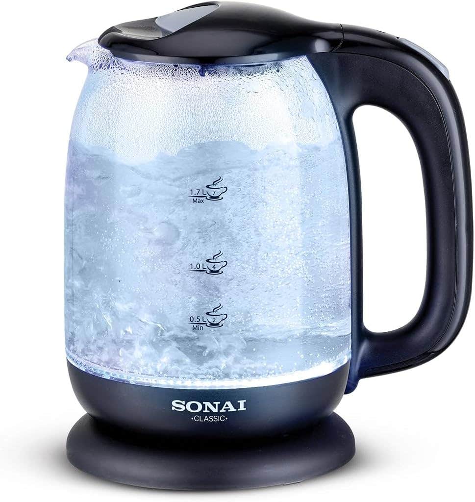 Sonai Electric Kettle, 1.7L Capacity, 2200W, LED Lights - Black
