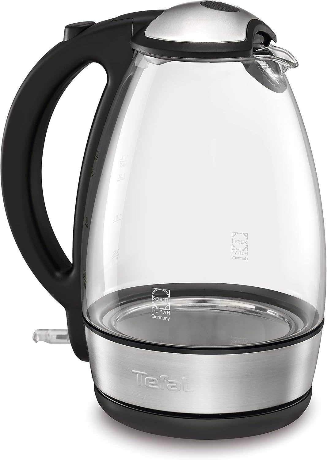 Tefal Glass Vision Electric Kettle 1.5L Black Stainless Steel 2400W