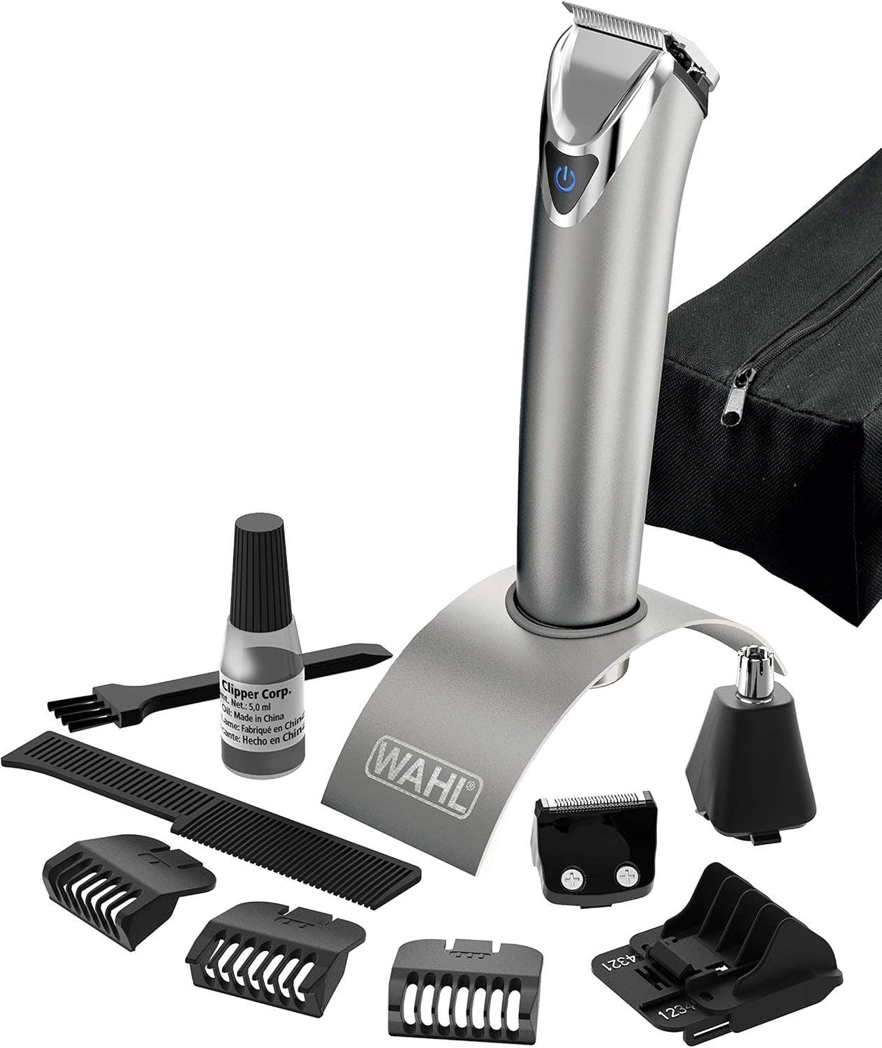 Wahl 09818-116 LI Stainless Steel Trimmer Lithium-Ion trimmer in fine brushed steel,