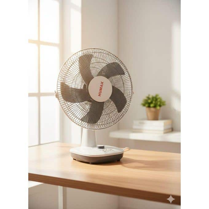 Humax 16-Inch Desk Fan with Timer & 5 Blades - Strong Motor - 3 Speeds