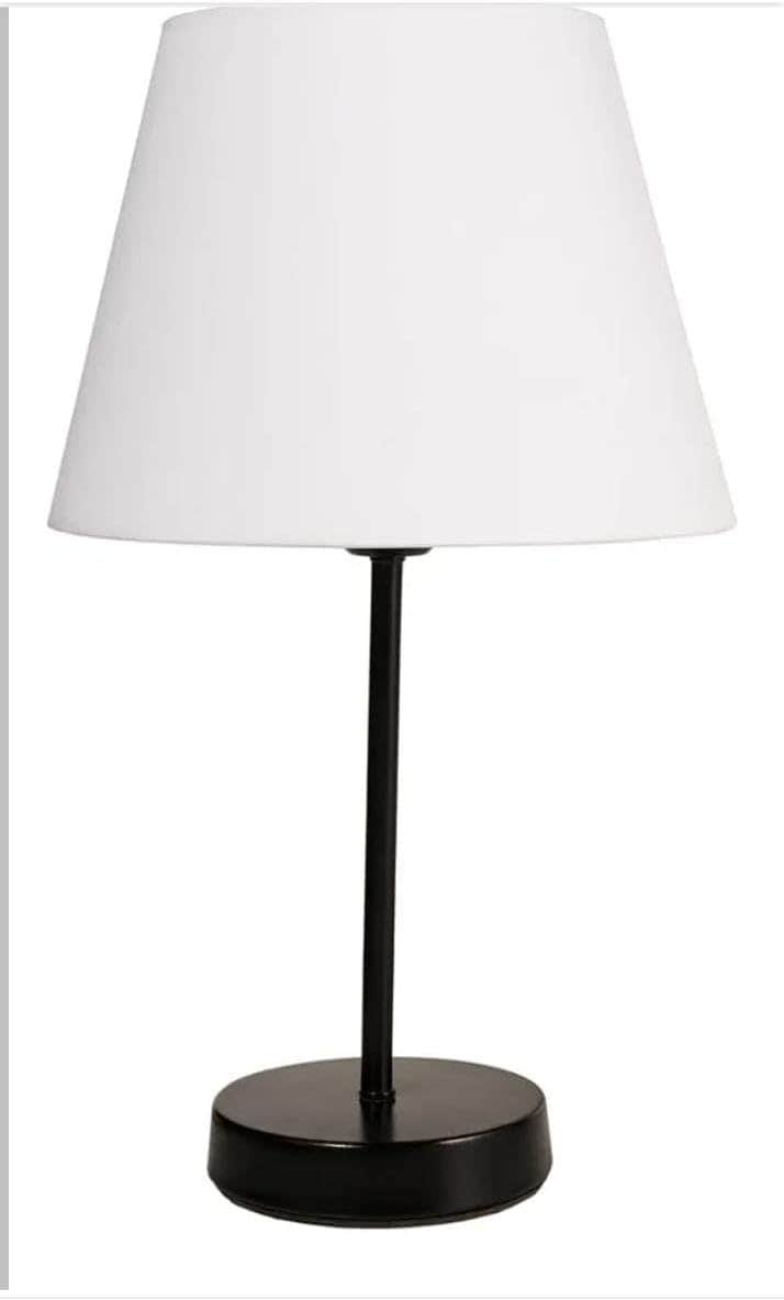 Modern White Desk Lamp for Bedroom and Reception, Stainless Steel, Fabric Shade - Generic Brand