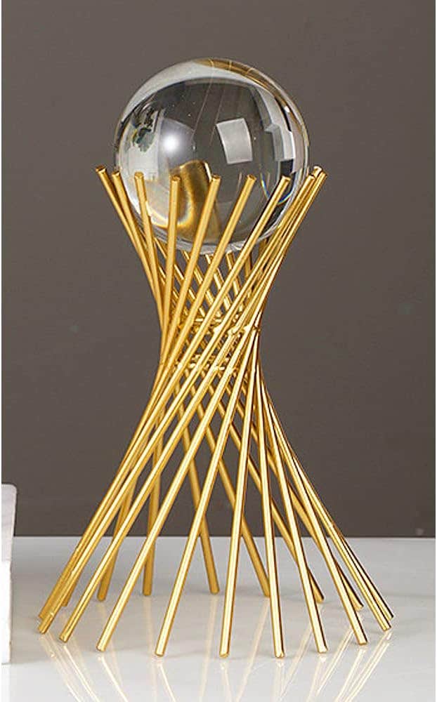 WANLIAN Gold Crystal Ball with Stand - Art Deco Sculpture