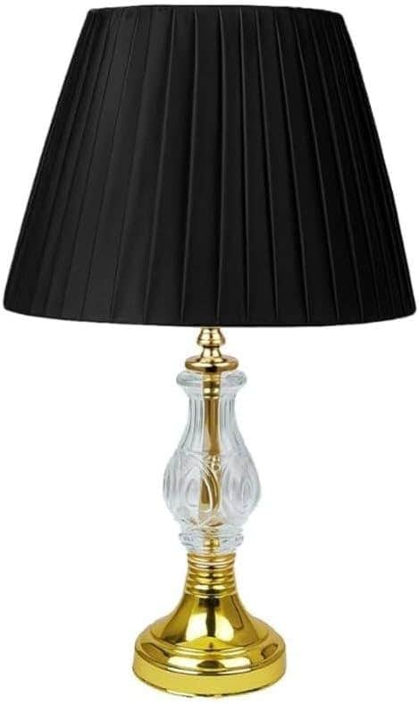 Modern Black Desk Lamp - Crystal and Fabric Shade - 40x15x30 cm