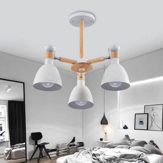 Modern White Chandelier with Fan, 18W Aluminum, Semi Flush Mount