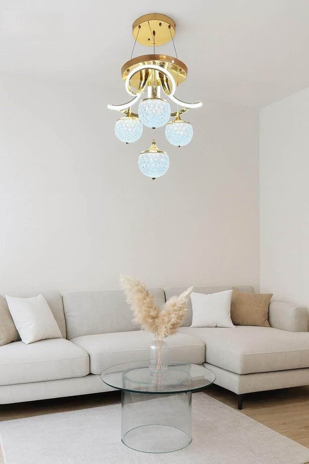 Modern Gold LED Chandelier - Generic Brand - Aluminum Material - Adjustable Cord - Fully Assembled - Bulb Included