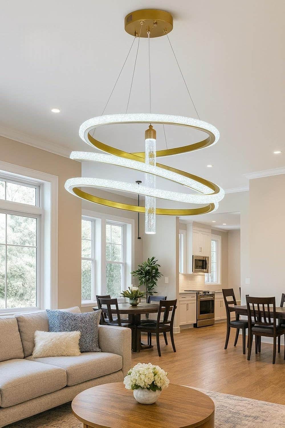 Modern LED Gold Chandelier - Adjustable Cord Length - Generic Brand