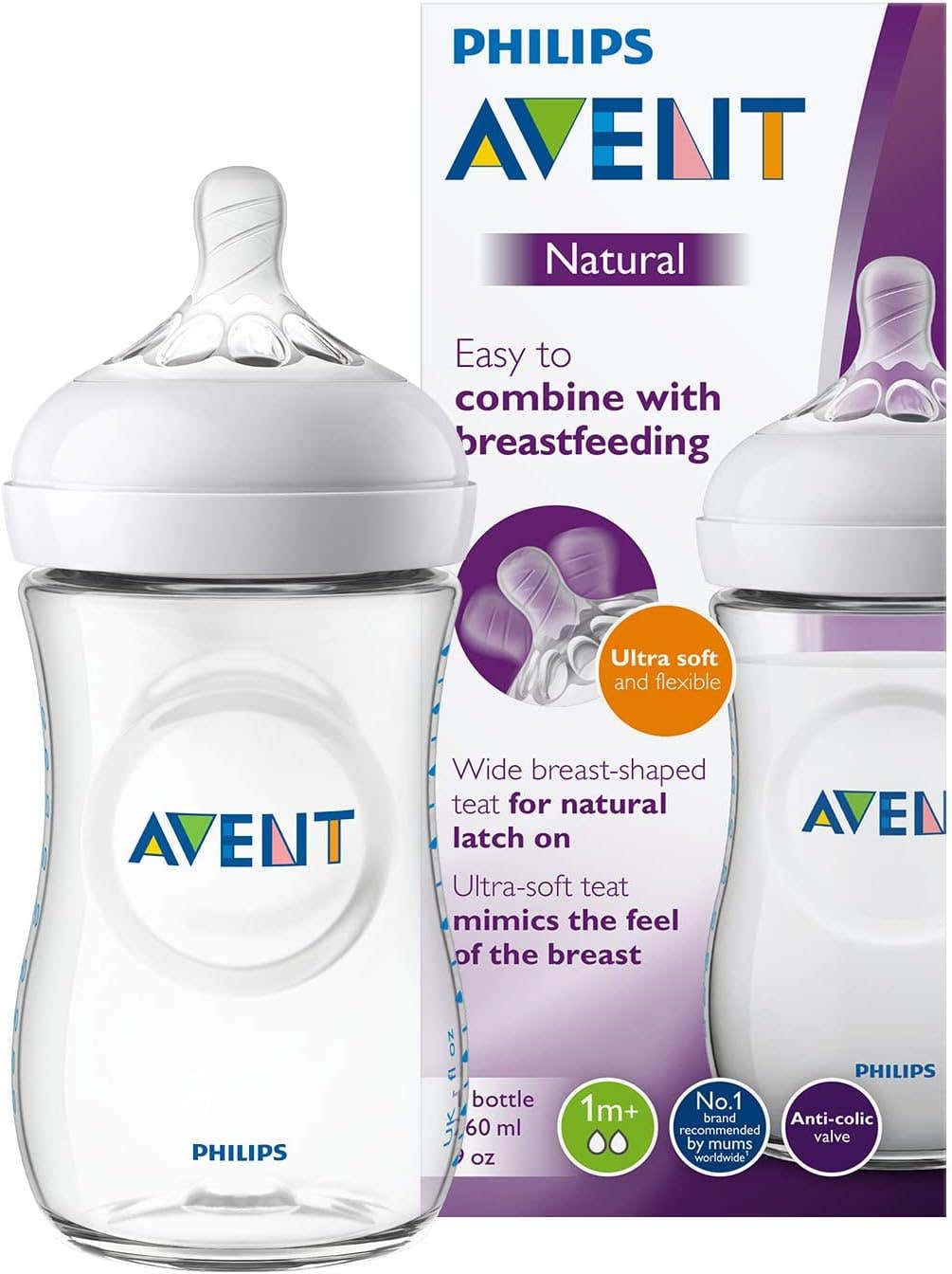 Philips Avent Natural Baby Bottle 260ml - Anti-Colic, BPA-Free