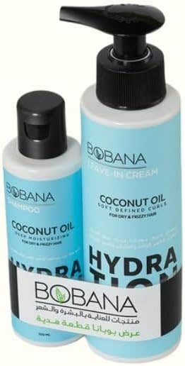 Bobana Coconut Oil Hair Care Set: Live-In Cream 200ml + Shampoo 100ml