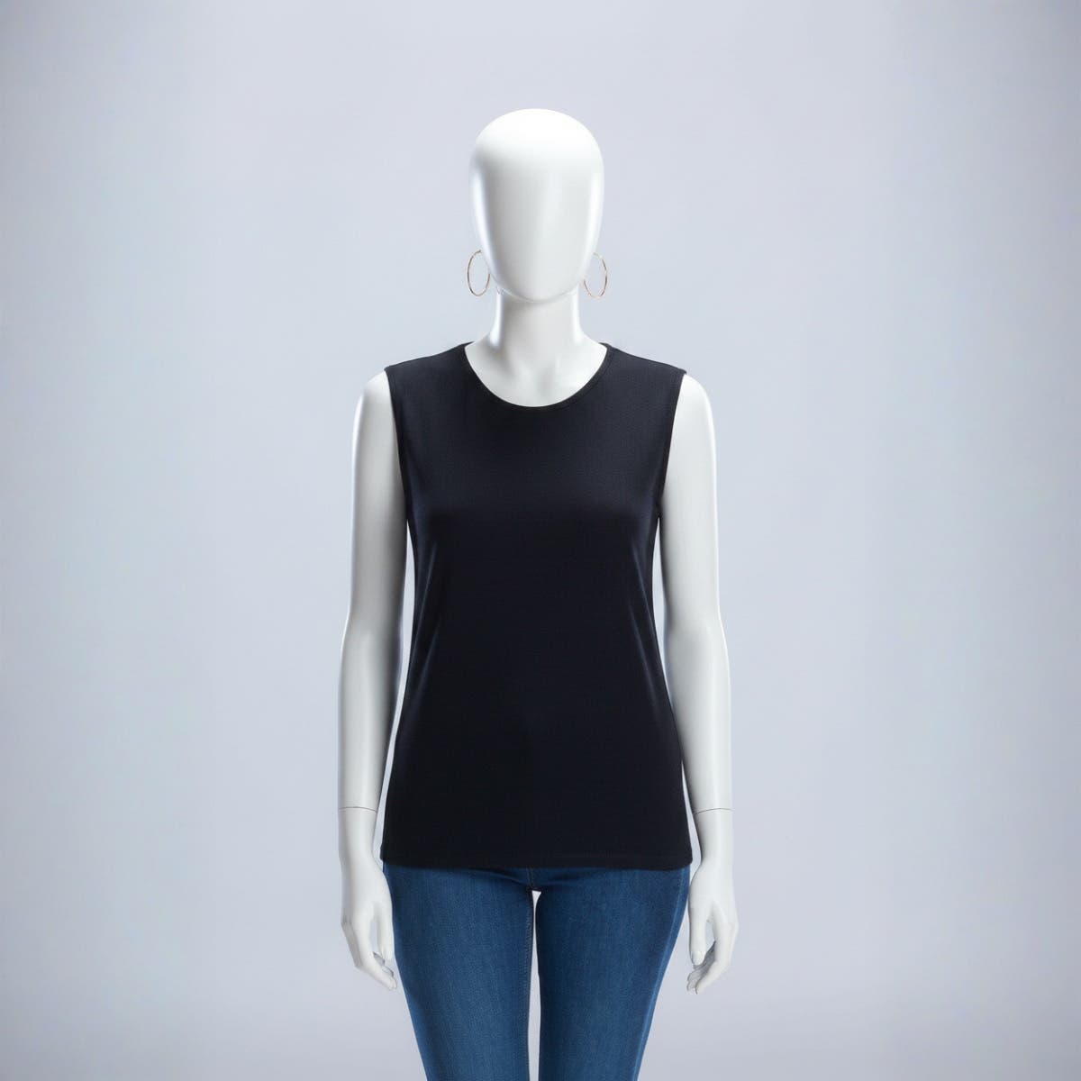 Carina Sleeveless Viscose Crew Neck Top - Women's Casual Solid Pattern