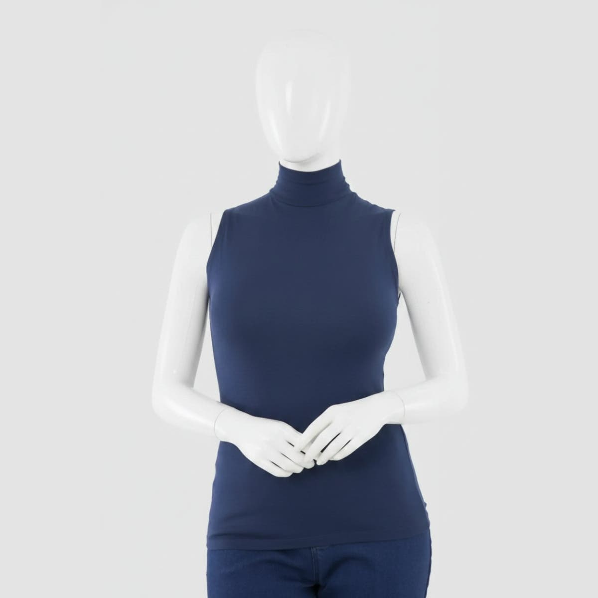 Carina High Neck Sleeveless Viscose Top - Solid Pattern