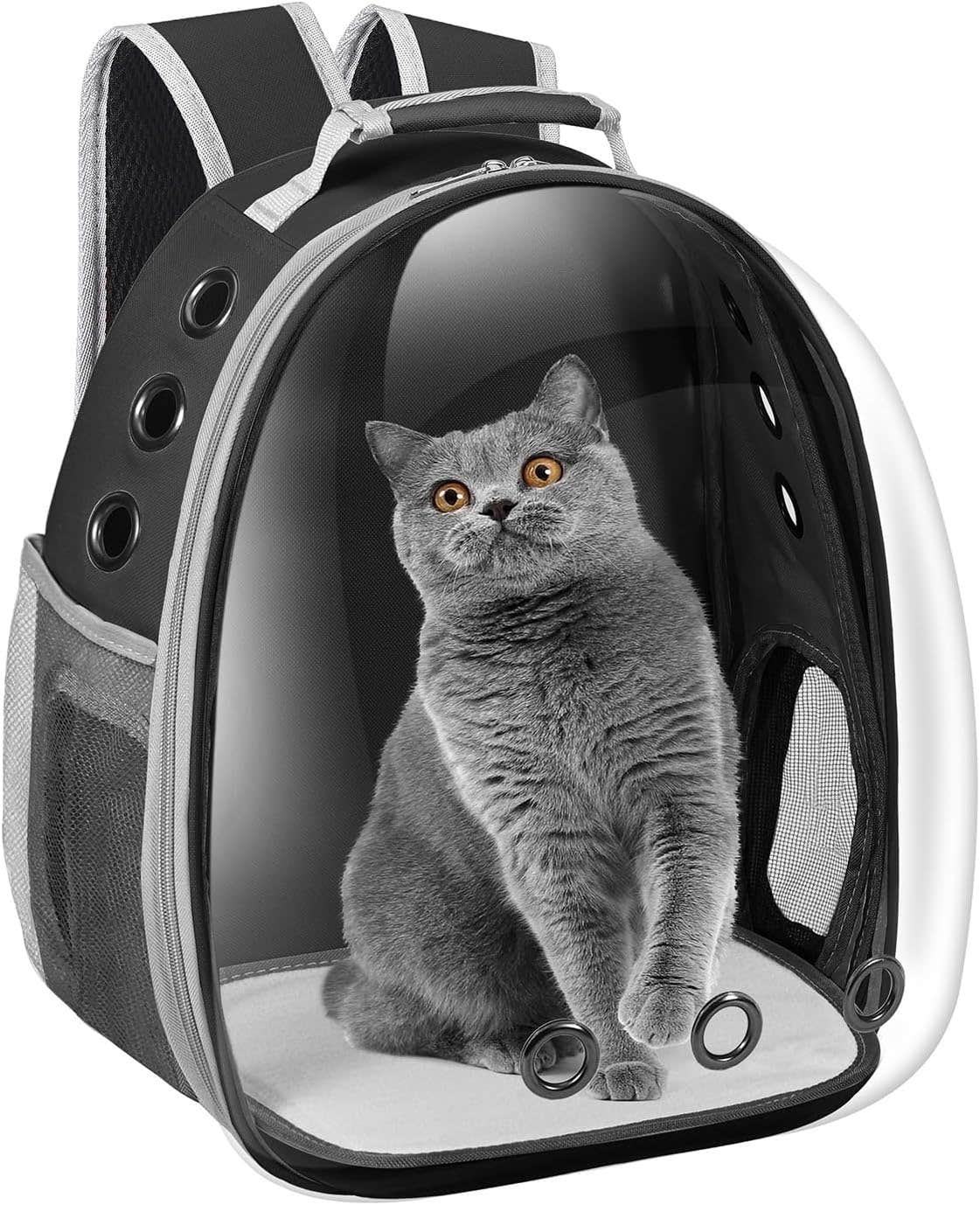 Dorphy Cat Carrier Backpack for Small Medium Pets, Space Capsule Design, Black
